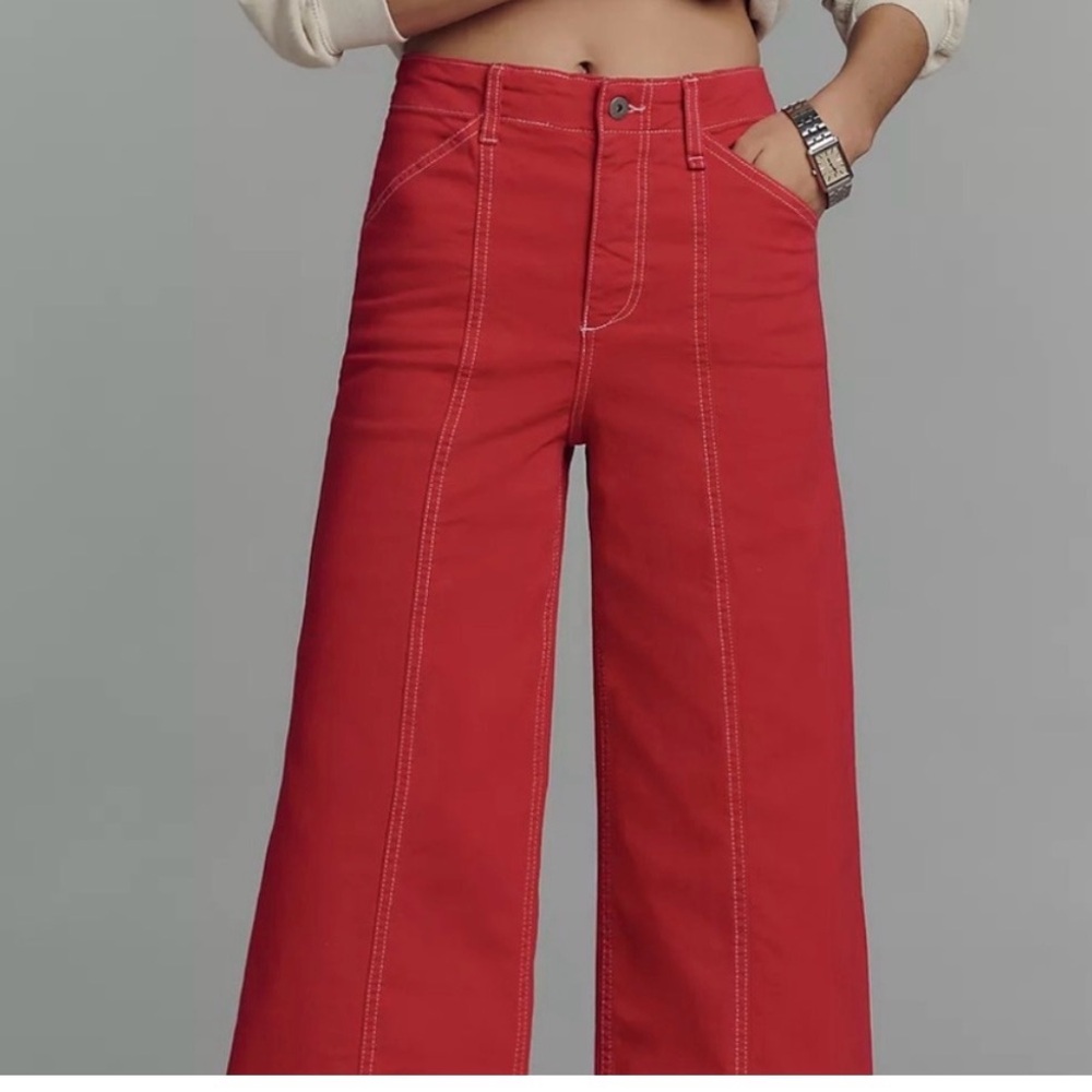 NWT Maeve by Anthropologie Delaney High Rise Wide Leg Jeans - Size 30 Hot Pink